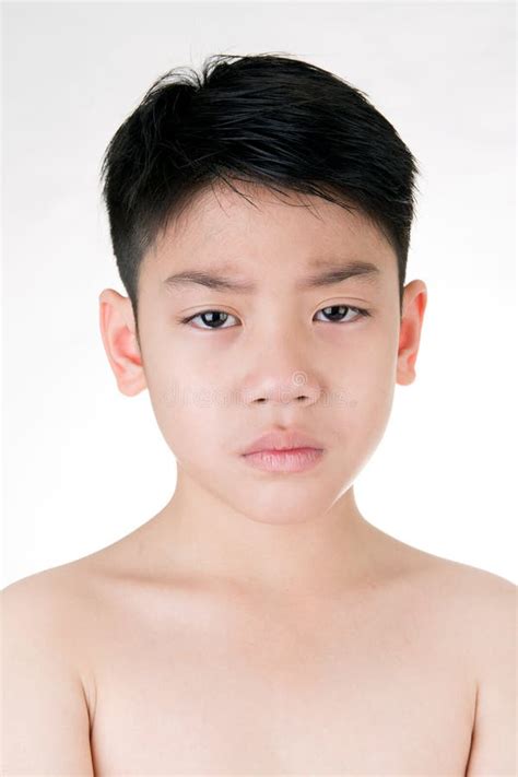 Portrait Asian Cute Boy Sad Looking Very Disappointed Stock Photos