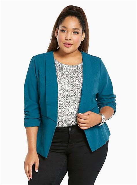 Ruched Sleeve Blazer Ruched Sleeve Blazer Plus Size Outfits Plus