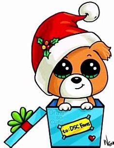 Find gifs with the latest and newest hashtags! Christmas Puppy | Schattige tekeningen, Kawaii tekeningen ...