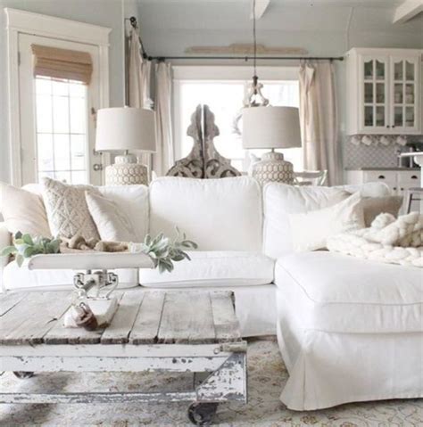 Beautiful White Shabby Chic Living Room Decoration Ideas 13