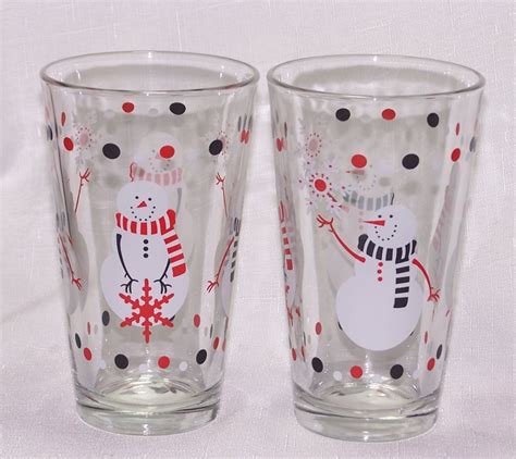 4 Christmas Snowman Drinking Tumblers Glasses Libbey Ebay