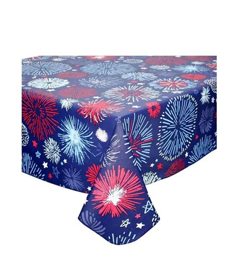 Buy Patriotic Fireworks Peva Vinyl Tablecloth Red White And Blue