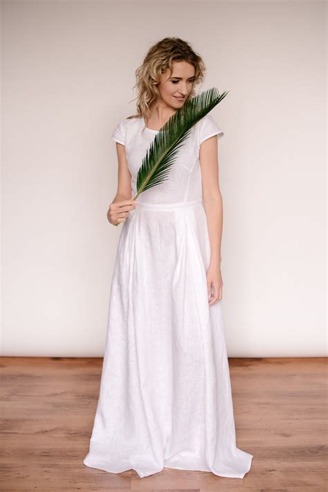 A Line Linen Wedding Dress Handcrafted World Wide Shipping