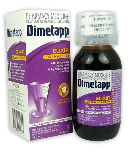 Dimetapp Cold And Allergy Elixir 100ml Health Chemist Nz Online Pharmacy