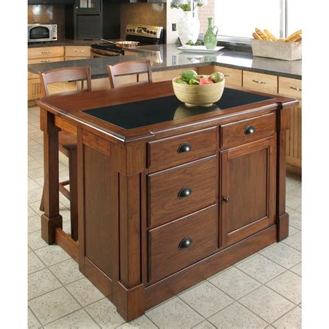 Home Styles Aspen Rustic Cherry Kitchen Island With Granite Top 5520