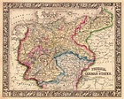 Antique Map of Prussia and the German States 1860 Drawing by Mountain ...