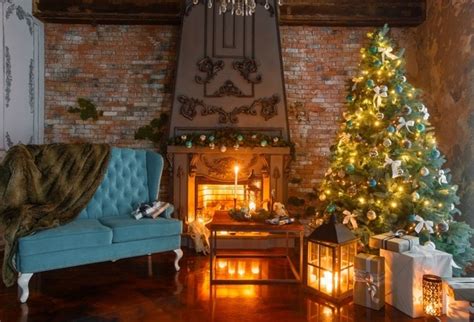 Merry christmas day backdrops realistic photo add to your party. Laeacco Fireplace Sofa Candle Gift Lantern Christmas Tree ...