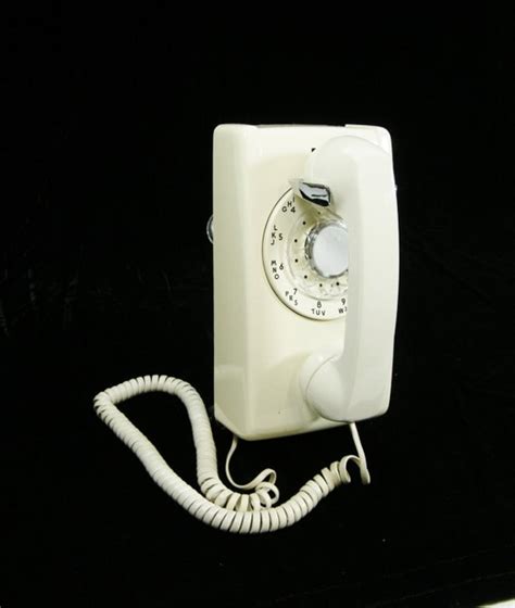 Vintage White Telephone Rotary Dial Wall Phone