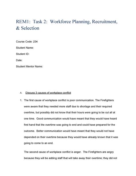 Rem1 Task 2 Workforce Planning Recruitment And Selection C234 Rem1