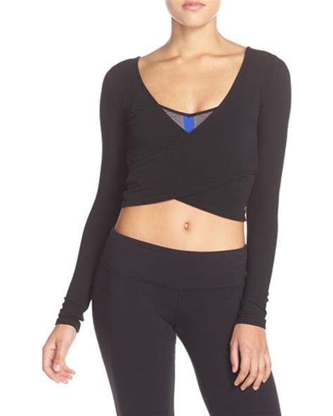 Alo Yoga Ameilia Reversible Wrap Crop Top In Black Lyst