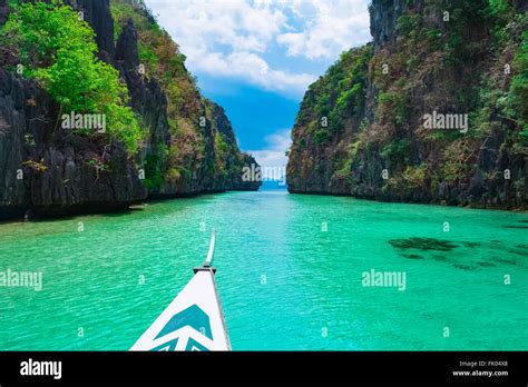 Boat Trip In Blue Lagoon Palawan Philippines Stock Photo Alamy