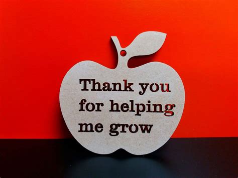 ‘thank You For Helping Me Grow Apple 10cm X 10cm 1 Hole Woodform