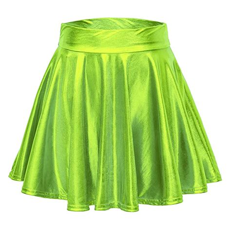 roliyen pleated skirts for women mini skirts for women s casual fashion shiny metallic flared