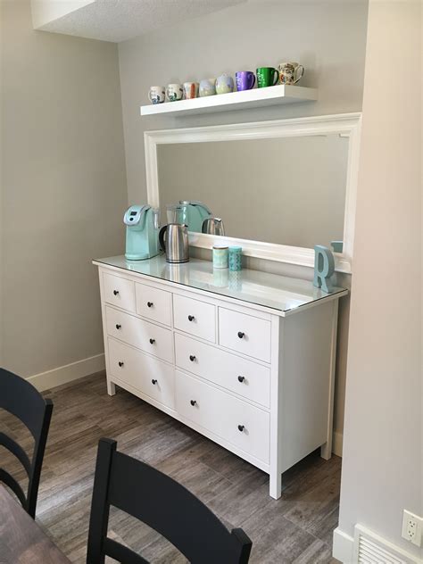Coffee Station Using Ikea Hemnes 8 Drawer Dresser And Mirror With A Lack