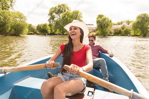 Happy Young Couple Rowing A Boat Stock Image F0178310 Science