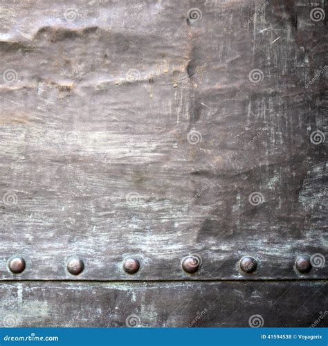 Black Metal Plate Or Armour Texture With Rivets Stock Photo