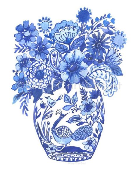 Chinoiserie Wall Art Chinoiserie Chic Blue And White Etsy In 2020