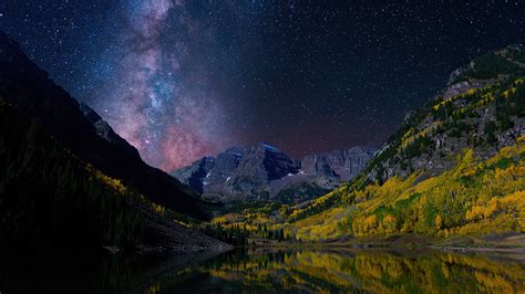 Milky Way On Starry Night Landscape 4K HD Nature Wallpapers | HD