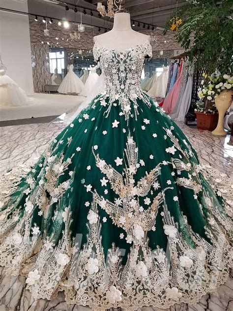 green wedding dress ball gown prom party dress online tpbridal
