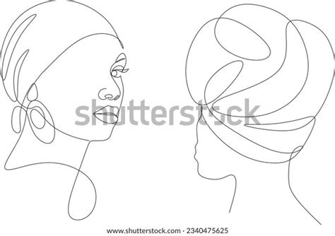 Line Art Woman Face Drawing Black Stock Vector Royalty Free