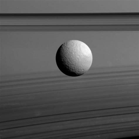 Casini Saturn Moon Tethys Saturns Moons Nasa Solar System Cassini Spacecraft