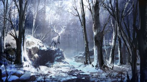 Winter Forest Reindeer 4k Hd Artist 4k Wallpapers Images