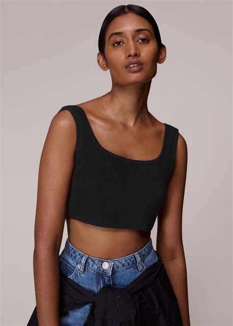 Black Ribbed Cropped Tank Whistles