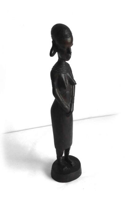 Vintage African Fertility Goddess Woman Hand Carved Wood Statue