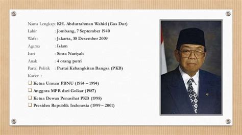 Biografi Abdurrahman Wahid Secara Singkat Sketsa