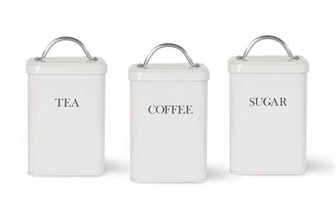 Garden Trading Metal Tea Coffee Sugar Jar Canister In Chalk White Ebay