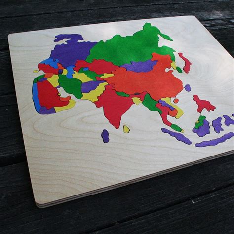 Asia Wooden Map Puzzle Handmade Wooden Name Jigsaw Puzzles Etsy