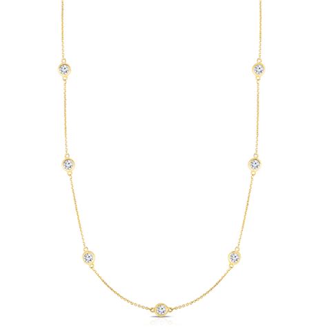 Bezel Set Diamond Necklace 14k Yellow Gold Necklaces Jewelry Collections