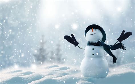 Download Wallpapers Snowman Winter Snowfall Snowdrifts 3d Art
