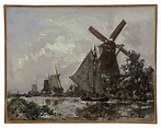 Johan Barthold Jongkind (Dutch, 1819-1891) , A Windmill on a River ...