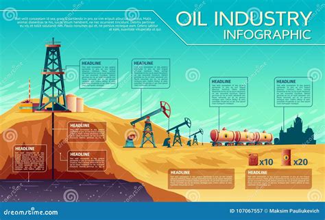 Vector Oil Industry Extraction Infographics Stock Vector Illustration
