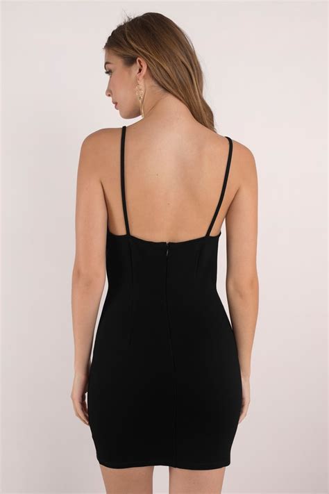 Black Dress Bandage Dress Strappy Dress Polyester Bodycon Dress