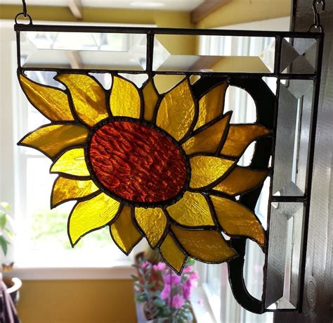 Sunflower Window Corner Stained Glass Pdf Pattern Etsy