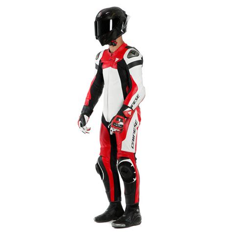 Dainese Assen 2 One Piece Suit Perforated Leather White Lava Red Black Moto Central