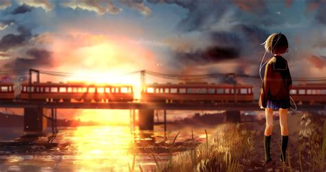 Sunset Long Train Wallpaper Engine Anime Anime Wallpaper Live