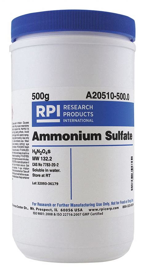 Rpi Ammonium Sulfate Powder 500 G 1 Ea 31fw23a20510 5000 Grainger