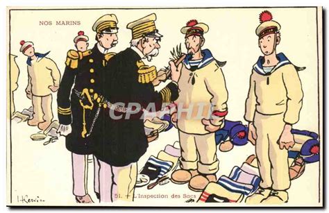 our marins l and 39inspection of illustrator gervese topics militaria humour postcard