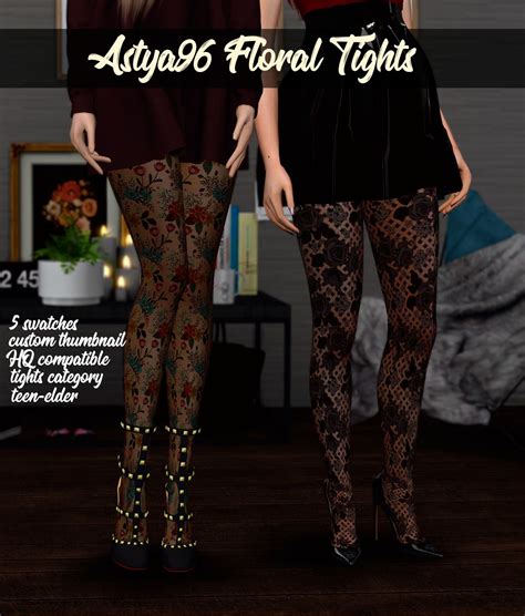 Floral Tights By Astya96 Floral Tights Sims 4 Clothing Tights