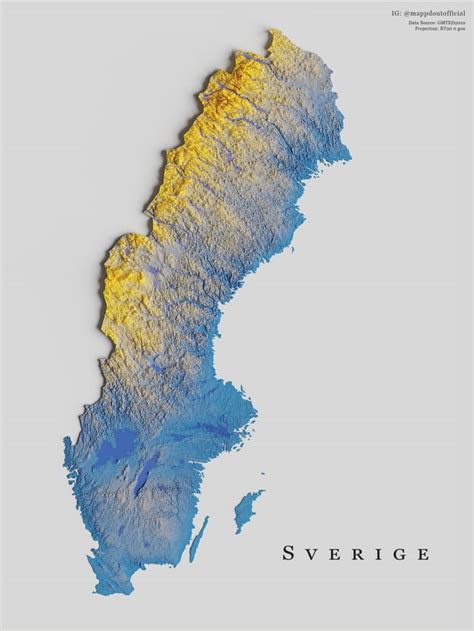 A Relief Map Showing The Topography Of Sweden Hope You Guys Like It