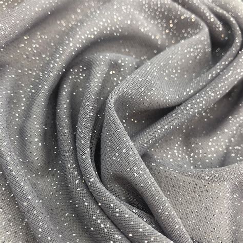 Glitter Knit Chiffon Grey Shine Trimmings And Fabrics