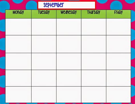 Blank Monday Through Friday Monthly Calendar Calendar Printables Free