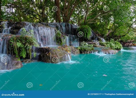 Beautiful Artificial Waterfall In The Natural Park Stock Image Image