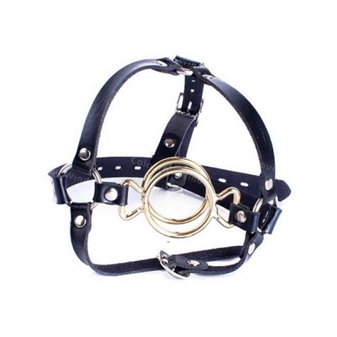 Dual Ring Mouth Gag Ball Gags Head Harness Fetish Forced Open Mouth