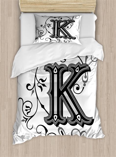 Letter K Twin Size Duvet Cover Set Uppercase K With A Design From