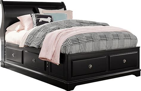 Kids Oberon Black 3 Pc Twin Sleigh Bed With 4 Drawer Storage Rooms To Go