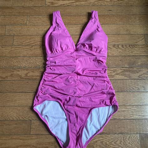 Womens Pink Swimsuit One Piece Depop